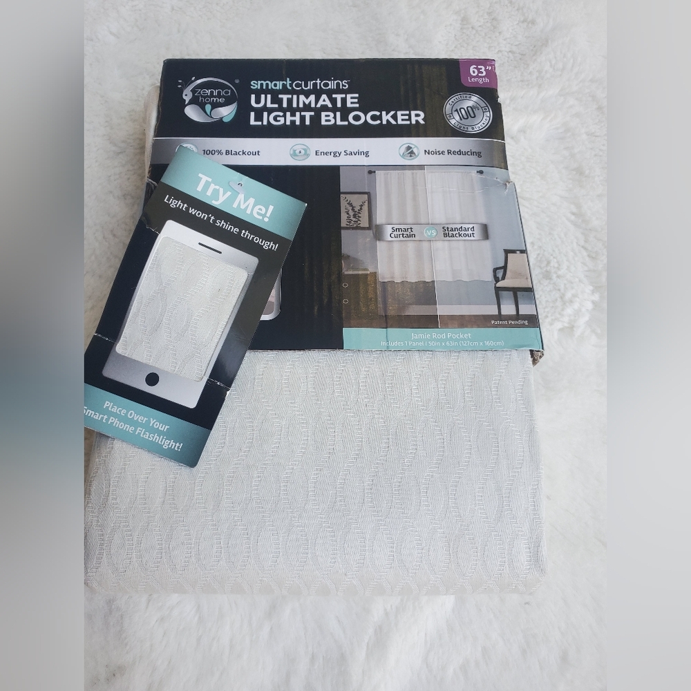 Smart Curtain White Ultimate Light Blocker Curtains 63" Lenght
